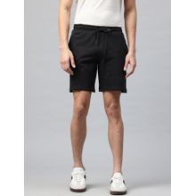 TOM BURG Black Men Mid-Rise Cotton Side Zipper Pocket Shorts