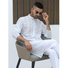 Kraft India White Self Design Regular Fit Kurta