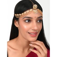 Silvermerc Designs Golden Borla Rajasthani Traditional Wedding Matha Patti Head Jewellery