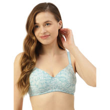 Leading Lady Moulded Padded Lycra Full Coverage Printed Bra - Blue