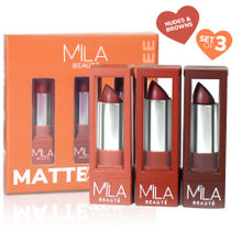 Mila Beauté Matte Set Of 3 Lipstick Long Lasting & Lightweight Rich Pigment - Nudes & Browns