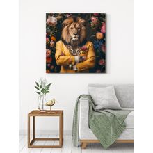 999Store Golden Lion Portrait Canvas-Wrapped Painting