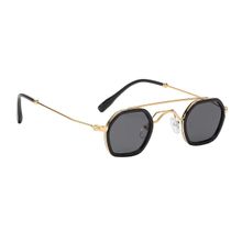 Spiky Gold Frame Black UV Protected Lens Hexagon Sunglasses (39)