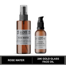 Love Earth Rose Water Gulab Jal Toner + 24k Gold Glass Face Oil