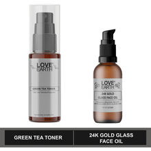 Love Earth Green Tea Toner + 24k Gold Glass Face Oil
