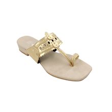 The Madras Trunk Solid Beige Kolhapuris