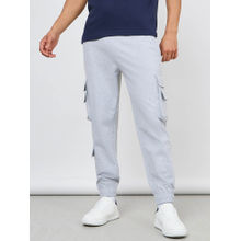 Styli Solid Cargo Jogger With Zipper Pockets Grey