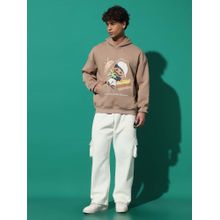 Griffel Burger Printed Regular Fit Camel Hoodie with Trackpant (Set of 2)