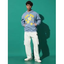 Griffel 999 Star Oversized Sky Blue Hooded Sweatshirt and Trackpant (Set of 2)