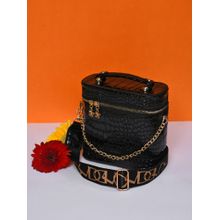 Haute Sauce Women Black Textured Structured Handheld Bag