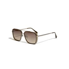 Vintage Unisex Metal Brown Rectangle UV Coating Full Rim Sunglass-Guilt Col 311 (57)
