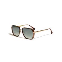 Vintage Unisex Metal Green Rectangle UV Coating Full Rim Sunglass-Guilt Col 341 (57)