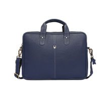 WILDHORN Blue Leather Laptop Messenger Bag for Men| Padded Laptop Compartment |Office Bag