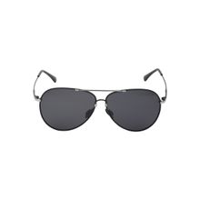 Carlton London Premium Men Silver & Black Polarised & UV Protected Lens Aviator Sunglasses - CLSM119