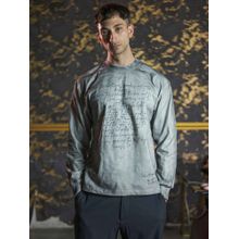 Odette Franco Grey Spray Printed Cotton Jersey Typography Sweatshirt for Men