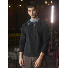 Odette Franco Black Cotton Jersey Printed Sweatshirt for Men