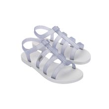 Melissa Sun Rodeo Ad Clear Gliter Silver and White Solid Sandals