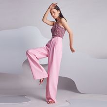 Twenty Dresses by Nykaa Fashion Pink And White Stripes Bodysuit