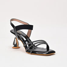 SCENTRA Anisa Black Embellished Sandal Heels