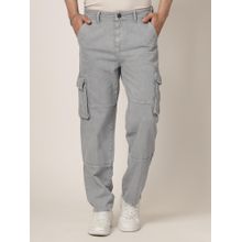 Style Quotient Men Grey Relaxed Fit Mid Rise Cargo Jeans