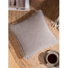 Maspar Grey Solid Soft Cotton Square Cushion Cover