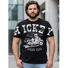 Bewakoof Official Disney Men's Jet Black Mickey Racing Graphic Printed Plus Size T-shirt