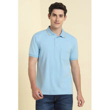 Allen Solly Men Blue Solid Polo Neck T-Shirt