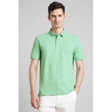 Simon Carter Men Green Embroidered Polo Neck T-Shirt
