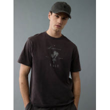 American Eagle Men Dark Brown Graphic Print T-Shirt