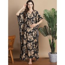 Secret Wish Black & Gold Floral Rayon Maternity Kaftan