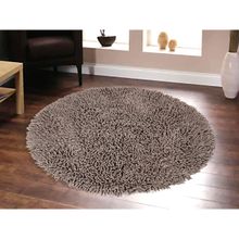 Saral Home Grey Cotton Shaggy Anti-Skid Round Bath Mat
