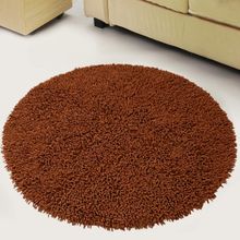 Saral Home Brown Cotton Shaggy Anti-Skid Round Bath Mat