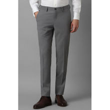 Louis Philippe Men Grey Super Slim Fit Textured Flat Front Formal Trousers