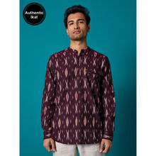 Likha Ikat Maroon Cotton Yarn Dyed Full Sleeve Shirt LIKMW22
