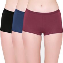 Bodycare Womens Cotton Spandex Multicolor Solid Shorty Briefs- (Pack of 3)