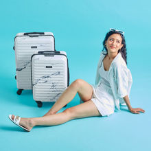 Assembly Marble Printed Cabin Trolley & Medium Checkin Luggage Set of 2