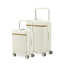 Assembly Wide Handle Trolley Bag Set Of 2-Cabin and Large with USB Port-White