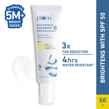 Plum 2% Niacinamide Sunscreen with Rice Water SPF 50 PA+++ UVA/B - Reduces Tan, No White Cast