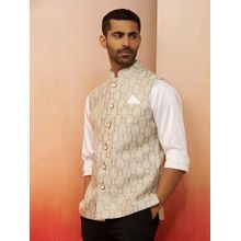 Vastramay Beige Mandarin Neck Nehru Jacket