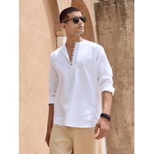 KINGDOM OF WHITE Arc Kurta Shirt with Button and loops styling