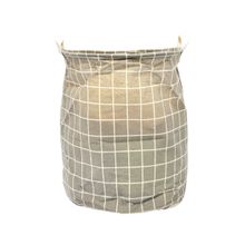 EZ Life Off White Beige Checkered Laundry Basket Kids Toys Basket (35 x 45 cms) 1 Pc