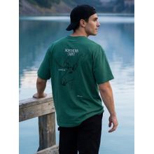 Nobero Men Oversized Graphic Printed Green T-shirt