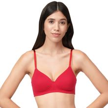 Amante Cotton Dream Lightly Padded Non-Wired T-Shirt Bra-Red