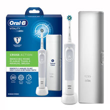 Oral B Vitality Rechargeable Electric Rotating Toothbrush For Adults With Travel Case (White, 1)