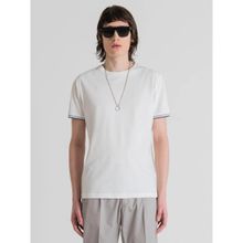 Antony Morato Slim Fit Cream T-shirt In Jersey Cotton With Rubber Injection Logo Print