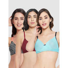 Clovia Pack Of 3 Level 1 Push-Up Padded Non-Wired Demi Cup Printed T-Shirt Bra - Multi-Color