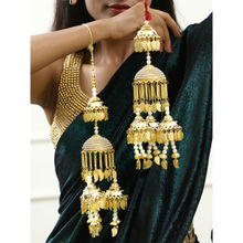 Adwitiya Gold Plated Pearls and Leaf Handcrafted Beautiful Bridal Layered Kaleeras