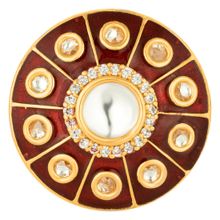 Peora Traditional 18K Gold Plated Meena Work Kundan Pearl Adjustable Ring Girls (PF37R4R)