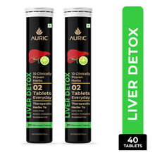 Auric Liver Detox Effervescent with 10 Ayurvedic Herbs, Clinically Researched ingredients , 2 Tubes