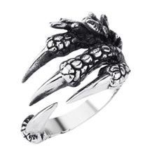OOMPH Jewellery Silver Stainless Steel Vintage Gothic Dragon Claw Biker Ring For Men & Boys
